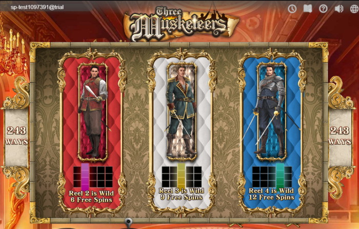 Three Musketeers bonus game feature