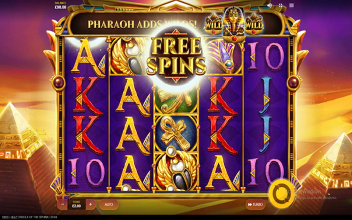 Riddle of the sphinx free spins feature