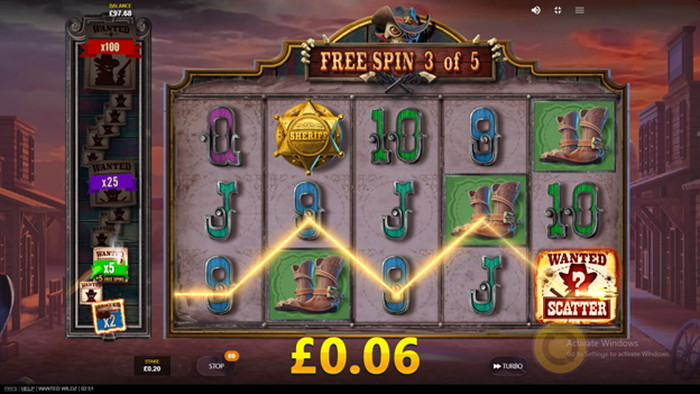 Wanted Wildz free spins feature