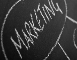 marketing written on black board