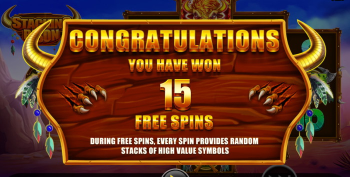 Stacking Bison free spins win