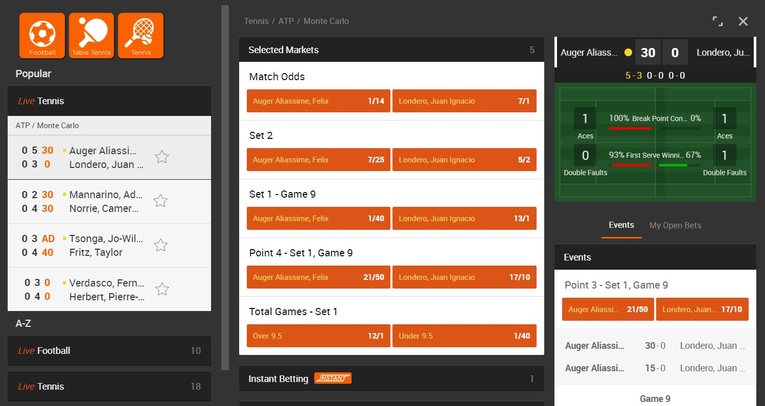888sport live betting interface