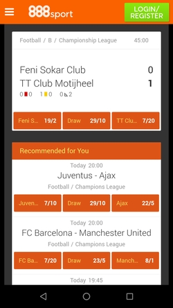 888 mobile app screenshot