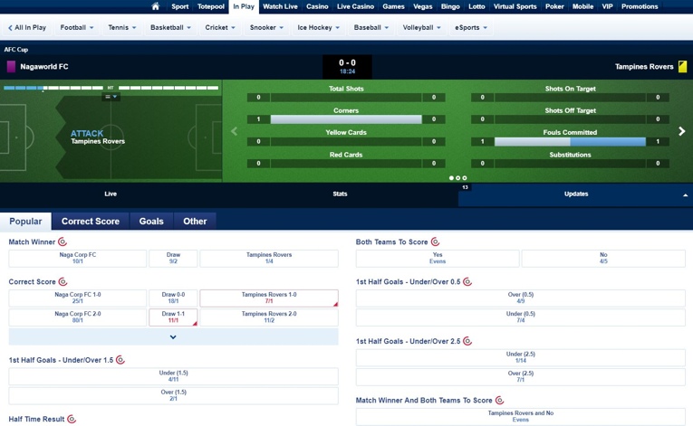 betfred inplay live betting