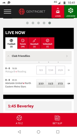 gentingbet mobile interface