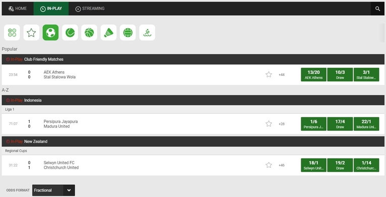 unibet live betting interface