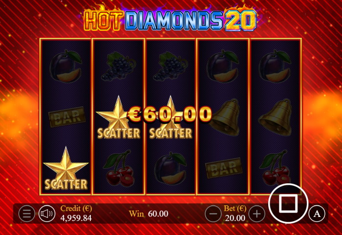 Hot Diamonds 20 win screen